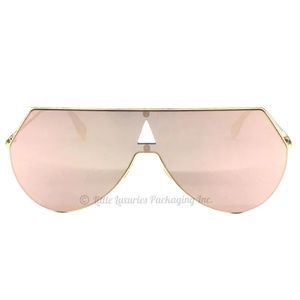 NWT Authentic Fendi Eyeline Rose Gold Metal Aviator Mirrored Sunglasses FF/0193S